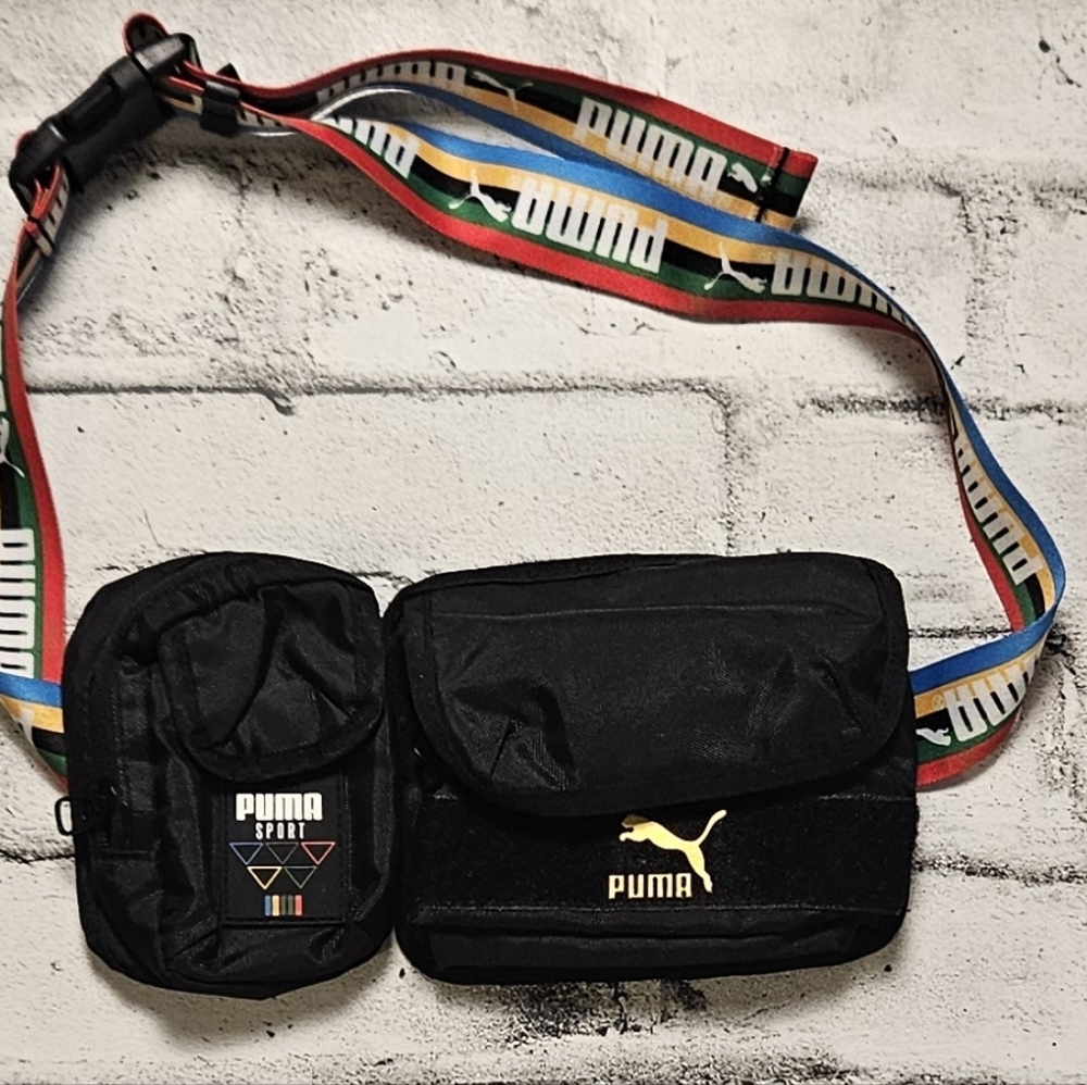 Puma Sport Belt Bag Multi Pocket Black Waist Pack Color Strap